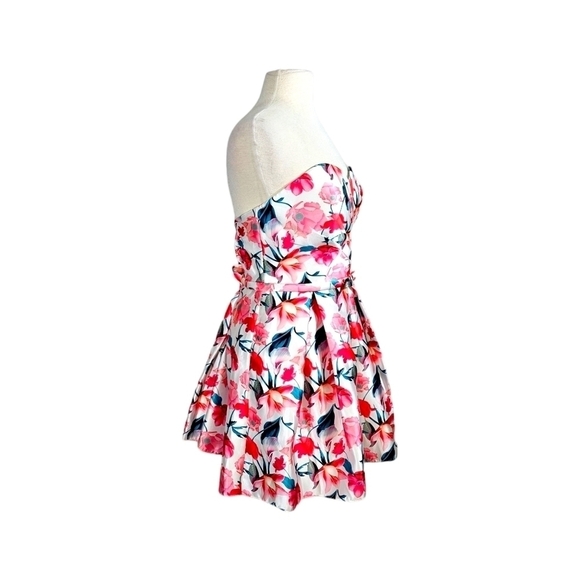 Alyce Paris Pink Floral A-Line Strapless Dress 3709 - Picture 3 of 5